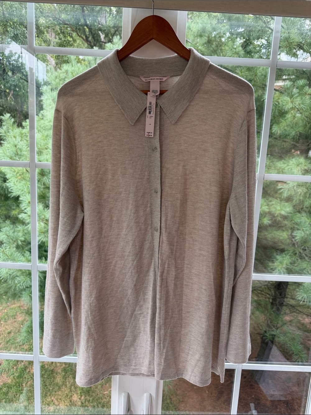 Victoria's Secret Light Beige Button-Up Collared Cardigan